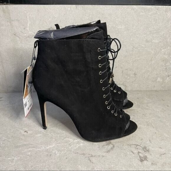 ZARA Black Lace Up Booties Size 9 - Picture 4 of 8
